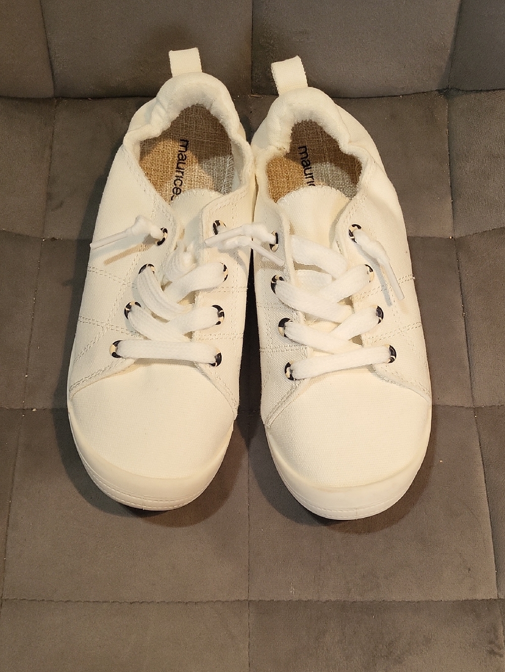Maurices Women's Off-White Canvas Lace-Up Sneakers